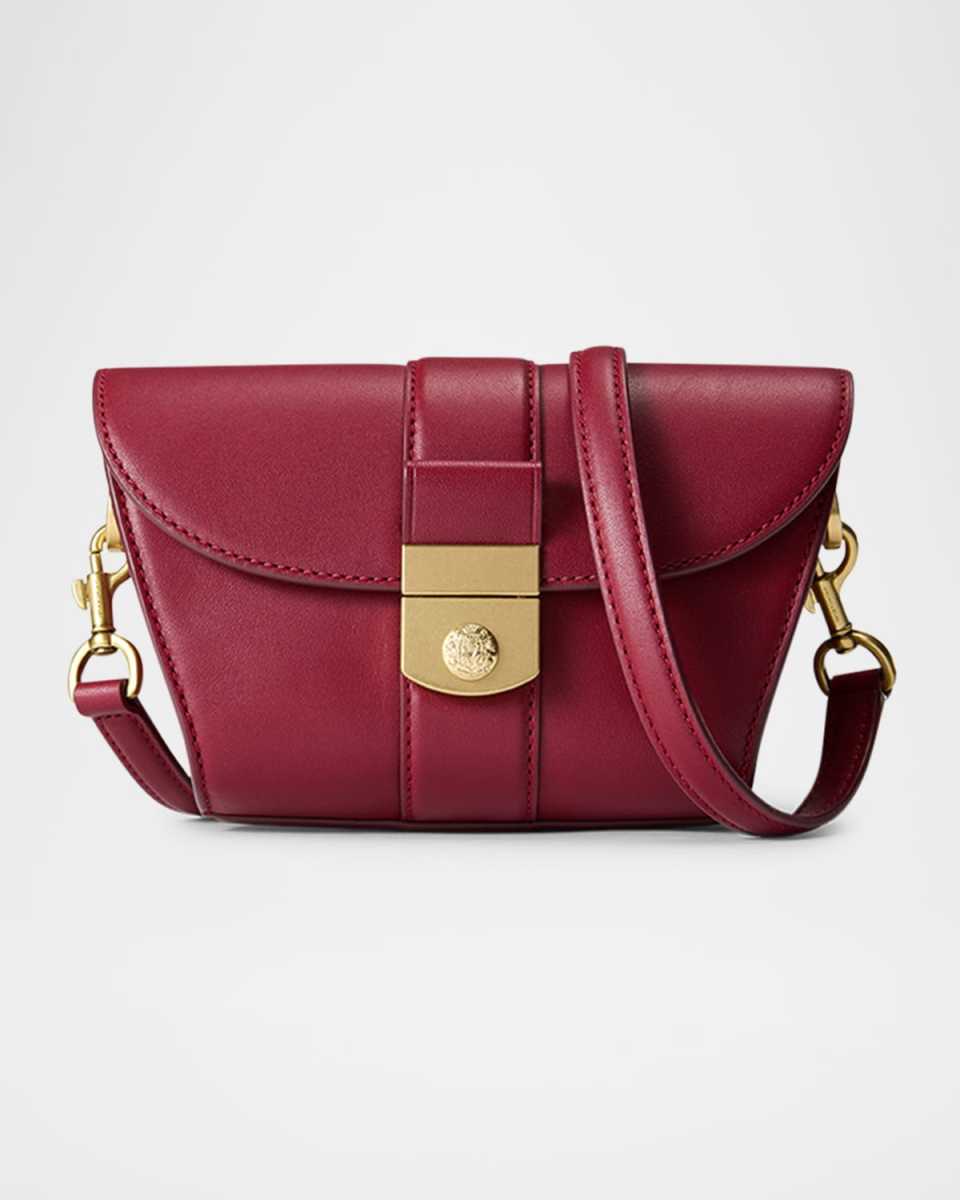 Trap Small Crest Lock Leather Crossbody Bag